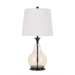 28 in. Clear Metal Table Lamp with White Empire Shade