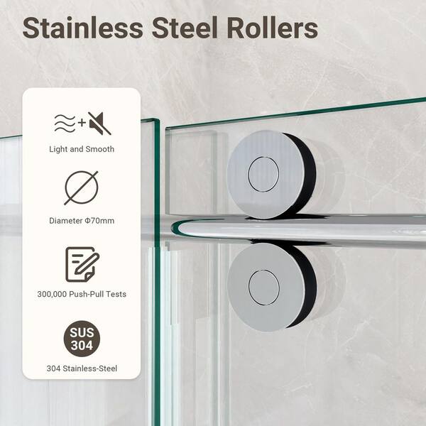 SHAAMA Valora 60 in. W x 72 in. H Single Sliding Frameless Shower