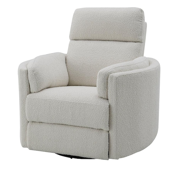Sagen Beige Chenille Glider Recliner with Swivel