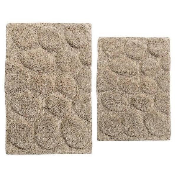 CASTLE HILL LONDON Palm Stone 17 in. x 24 in. and 24 in. x 40 in. Bath Rug Set (2-Piece)