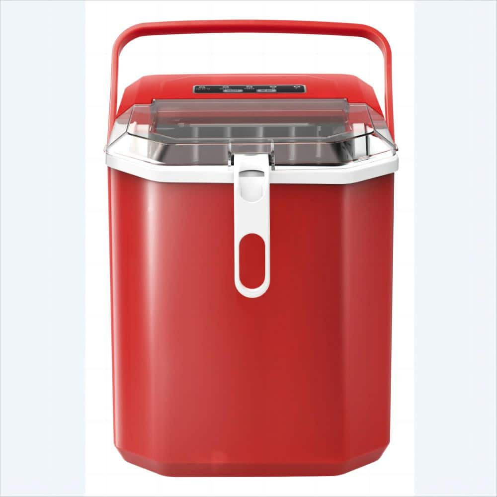 COWSAR 8.74 in. 26 lbs. Portable Countertop Bullet Ice Maker in Red ZDB ...