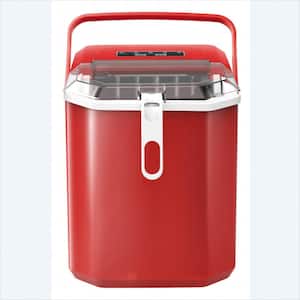 8.74 in. 26 lbs. Portable Countertop Bullet Ice Maker in Red