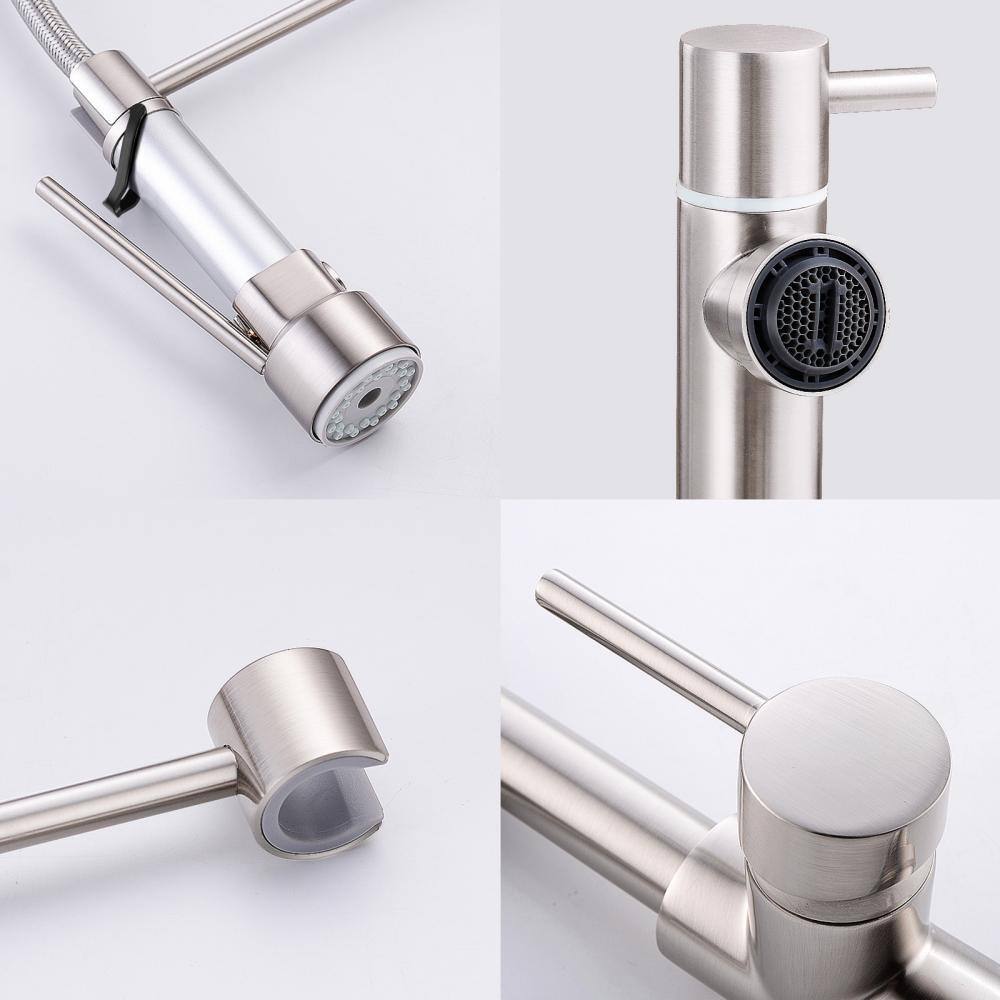 Brushed Nickel Stainless Steel Pull Down Kitchen Faucet with Sprayer