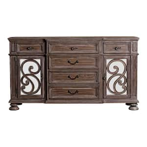 Willadeene Rustic Natural Tone Wood 68 in. Buffet Server with Drawers
