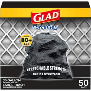 30 Gal. ForceFlex Black Drawstring Large Outdoor Trash Bags (50-Count)