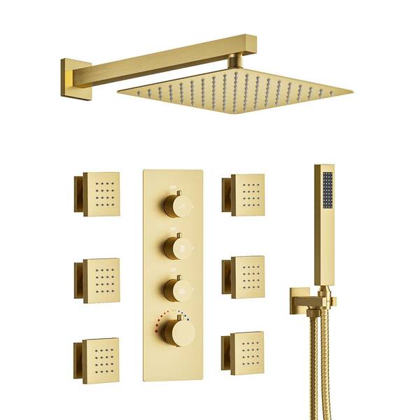 CRANACH 7-Spray Patterns Shower Faucet Set 12 in. Wall Mount Dual ...