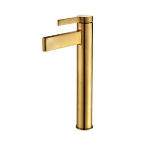 Oviedo Single High Handle Single Hole Bathroom Faucet in Brushed Gold