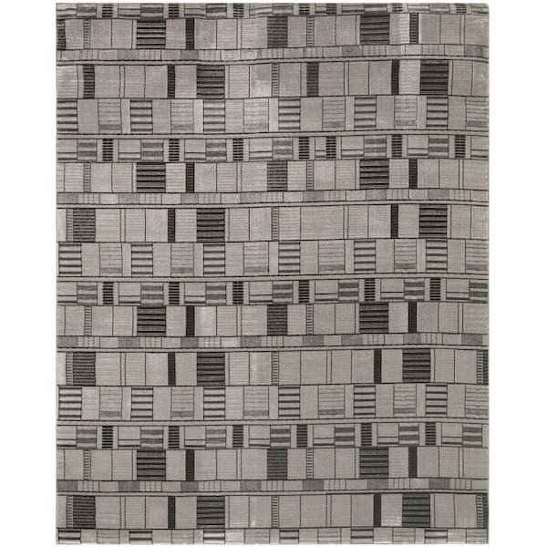 Nourison Nordic Black Grey 8 ft. x 10 ft. Geometric Contemporary Area Rug