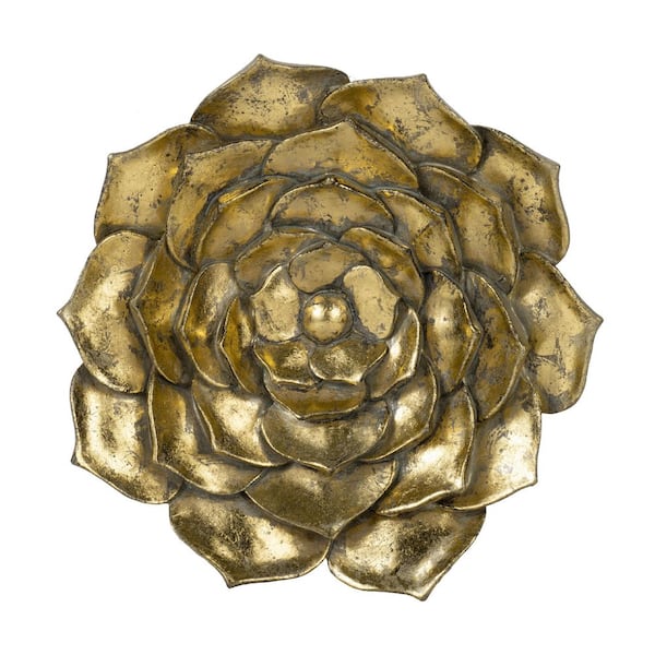 10 in. x 10 in. Gold Botanical Wall Architectural Decor