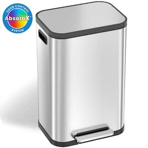 Home Zone Living 13.2 Gal. Stainless Steel Step-On Kitchen Trash Can with  Dual Compartments and Slim Shape VA41976A - The Home Depot