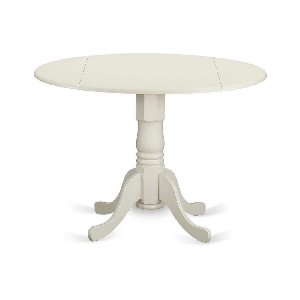 Linen White Solid Wood Round Dining Table Set with High Back Chairs