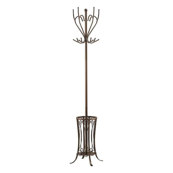 Kings Brand Furniture Pewter Metal 12-Hook Coat Stand with Umbrella Stand