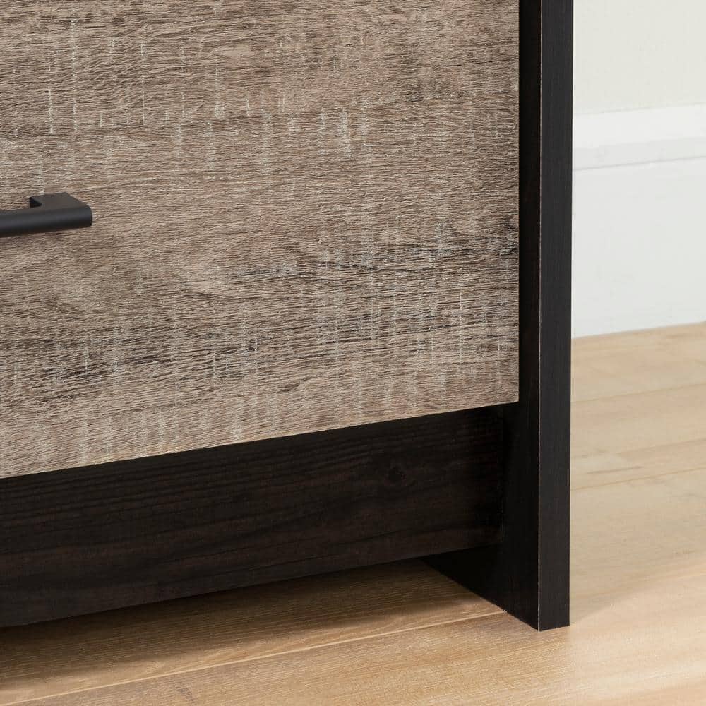 Weathered Oak and Black Industrial 5-Drawer Vertical Chest