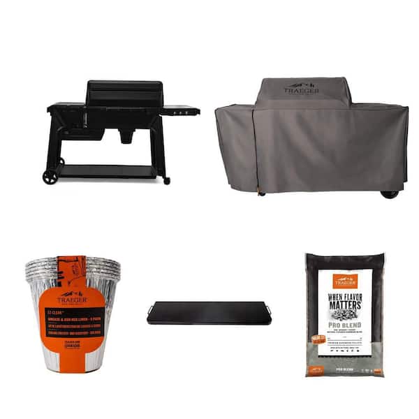 Woodridge Pro Pellet Grill, Cover, Liner (5-Pack), Shelf, 30 lb Pellets