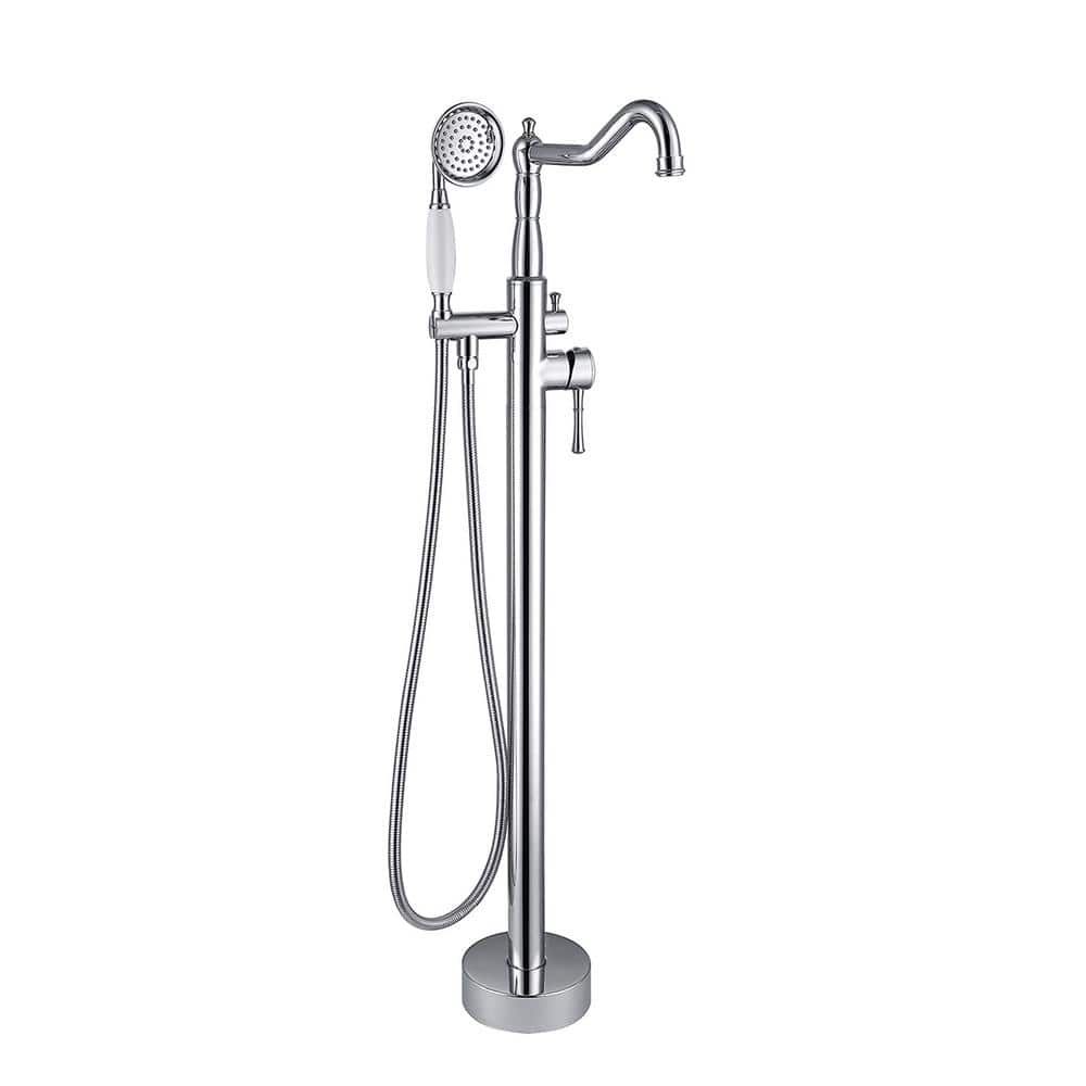 Single-Handle Claw Foot Freestanding Tub Faucet with Hand Shower in. Polish