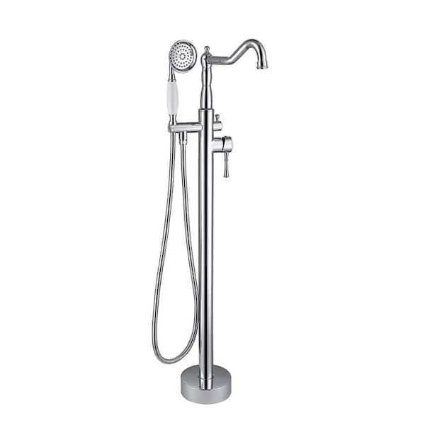 Unbranded Single-Handle Claw Foot Freestanding Tub Faucet with Hand Shower in. Polished Chrome