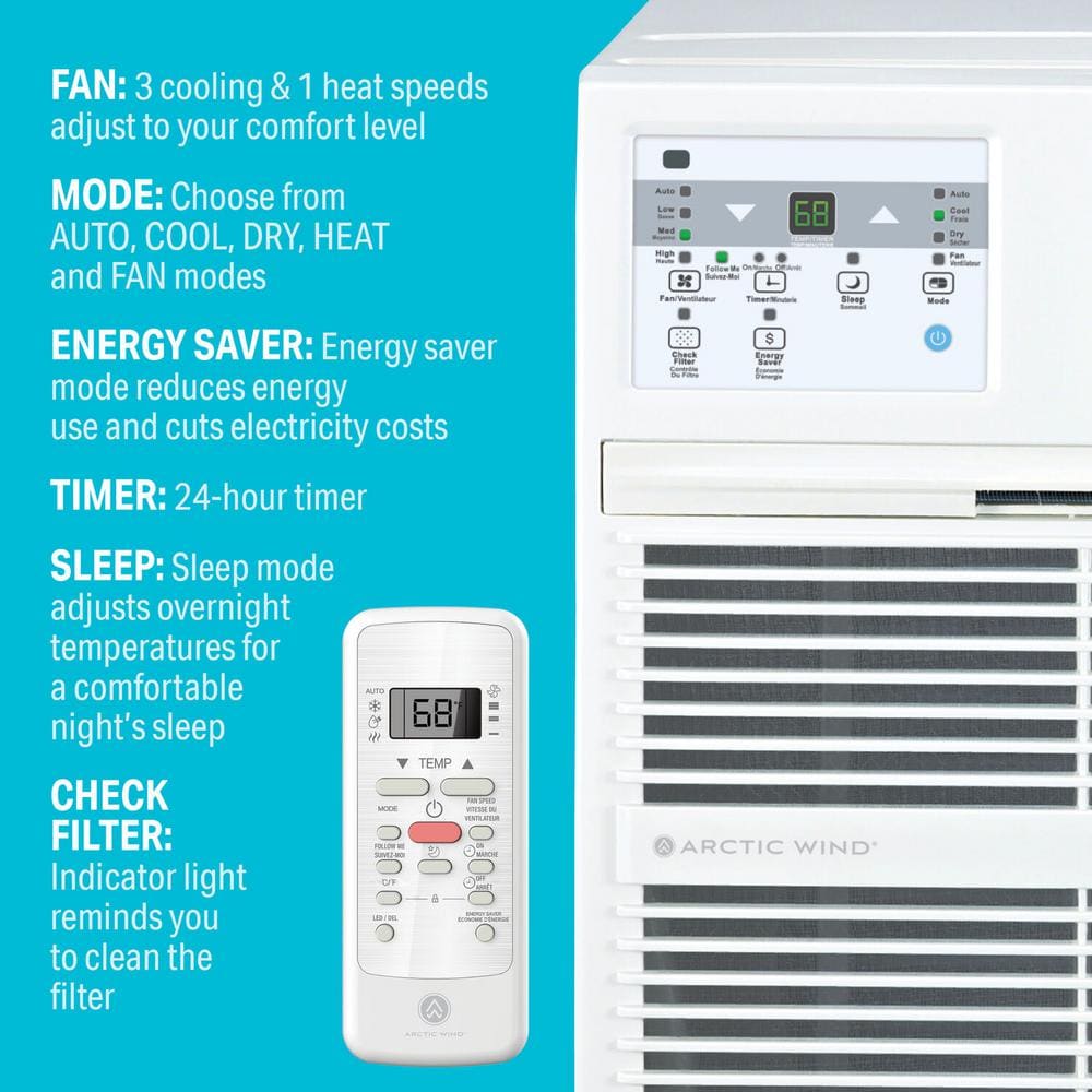 White 14,000 BTU Through-the-Wall Air Conditioner with Heater and Remote