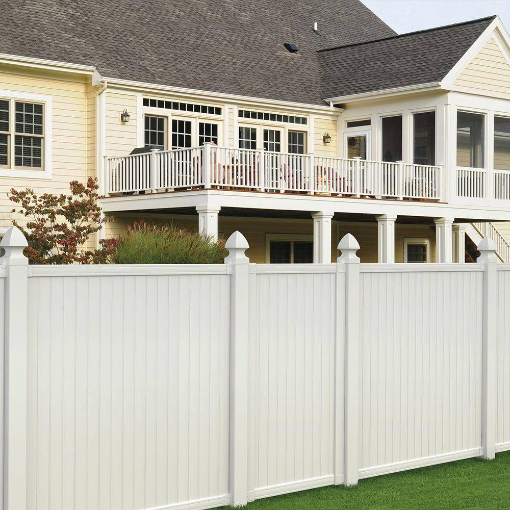 White Vinyl Fence Bracket Kit for Outdoor Panels (2-Pack)