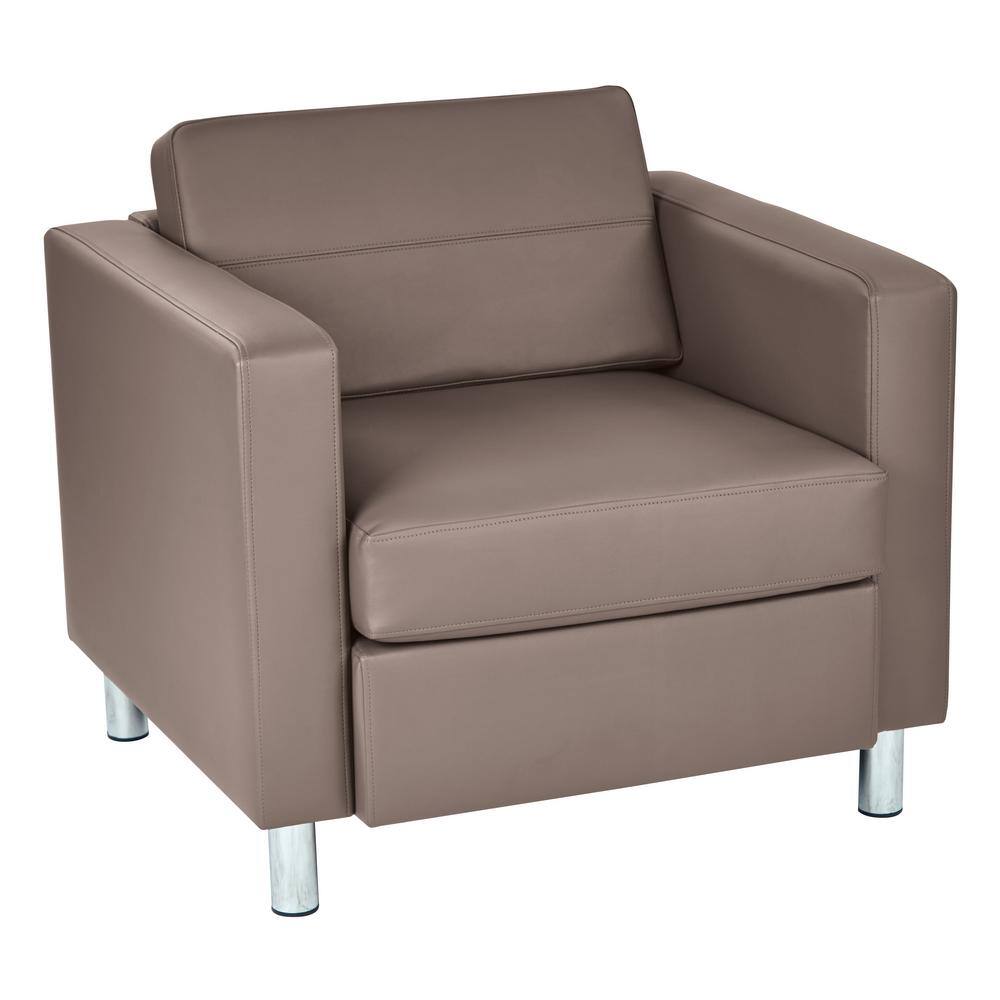 Gray Faux Leather and Metal Accent Chair