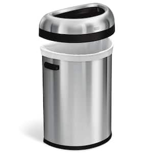 80 Liter Open Top Semi-Round Commercial Trash Can, Brushed Stainless Steel