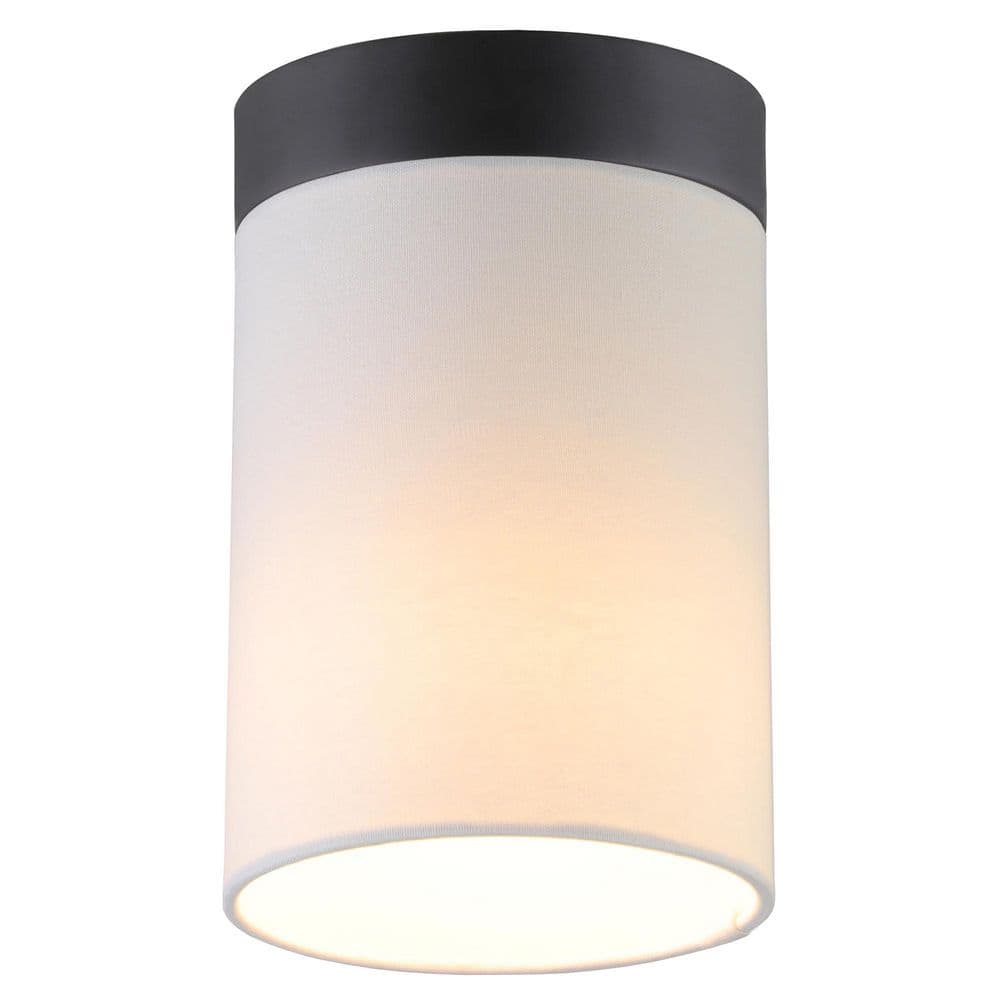 Luxe 6" Blackened Bronze Flush Mount with Linen Shade