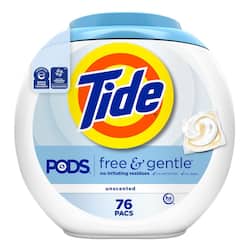Tide Coldwater Clean Free and Gentle Laundry Detergent Pods, 76-Count