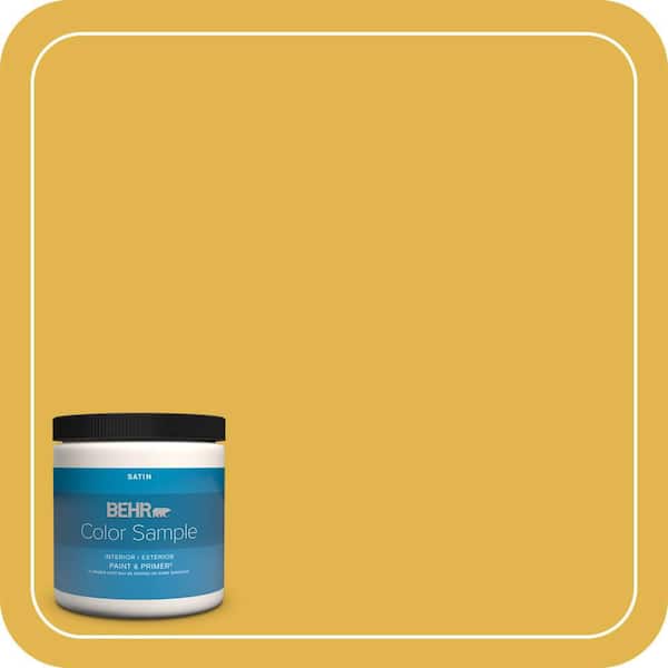 BEHR PREMIUM PLUS 8 oz. #360D-6 Yellow Gold Satin Enamel Interior/Exterior Paint & Primer Color Sample