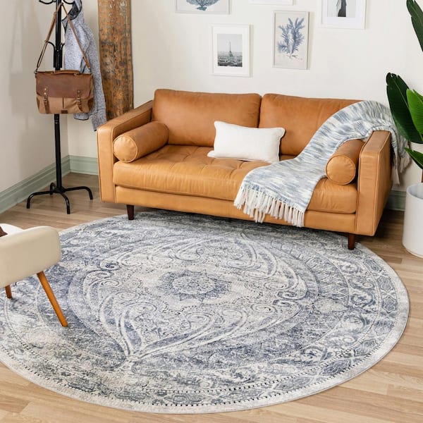 Chateau Wilson Dark Blue 4' 0 x 4' 0 Round Rug