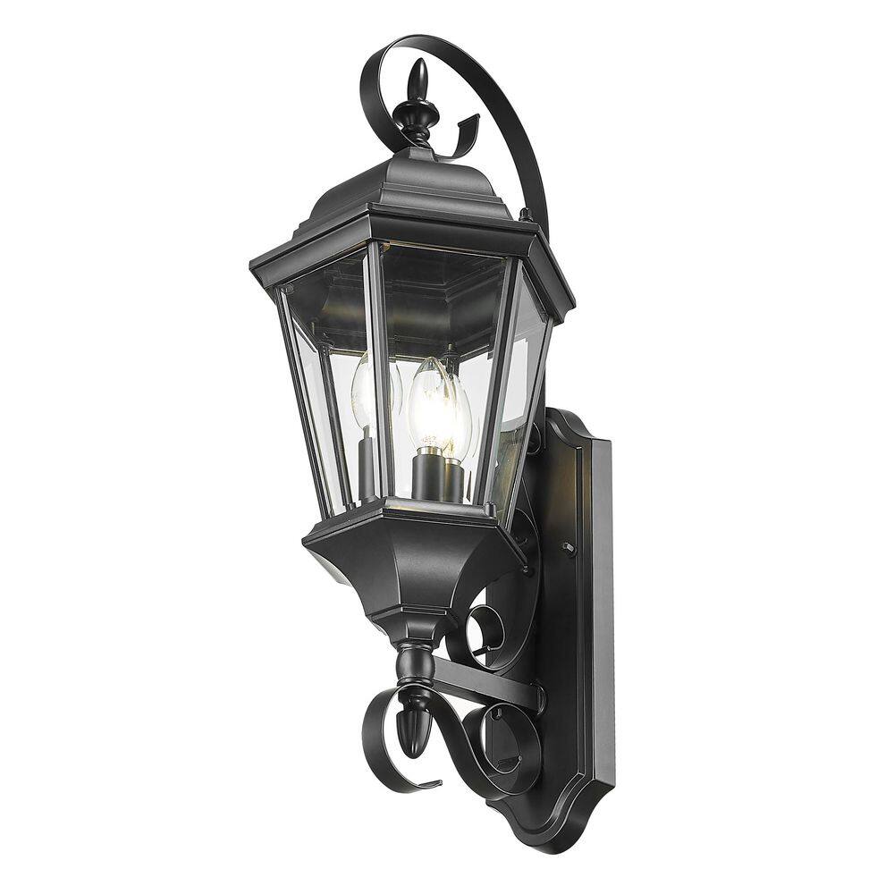 Matte Black Cast Aluminum 25" Outdoor Wall Lantern Sconce