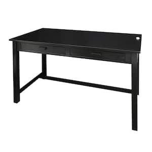 48 in. Rectangular Black 2 Drawer Writing Desk with Built-In Storage