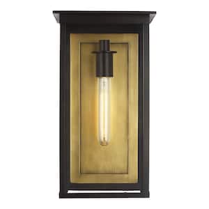 Freeport Large 1-Light Heritage Copper Outdoor Hardwired Wall Lantern Sconce with Clear Glass Rectangular Shade