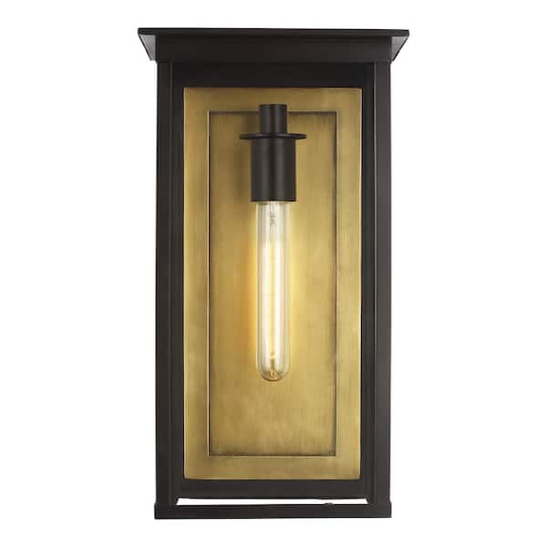 Generation Lighting Freeport Large 1-Light Heritage Copper Outdoor Hardwired Wall Lantern Sconce with Clear Glass Rectangular Shade