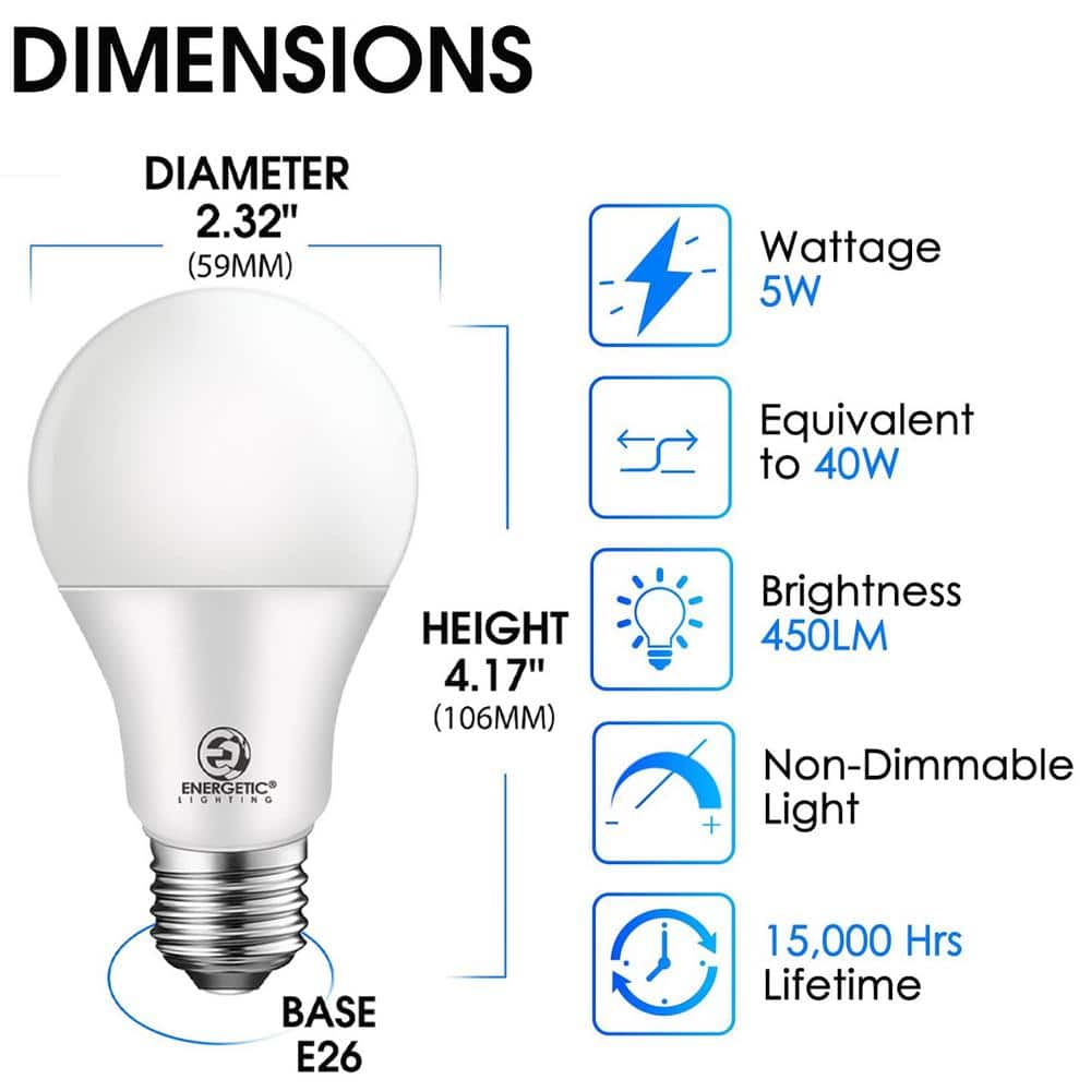 Warm White Plastic A19 LED Light Bulb 4-Pack