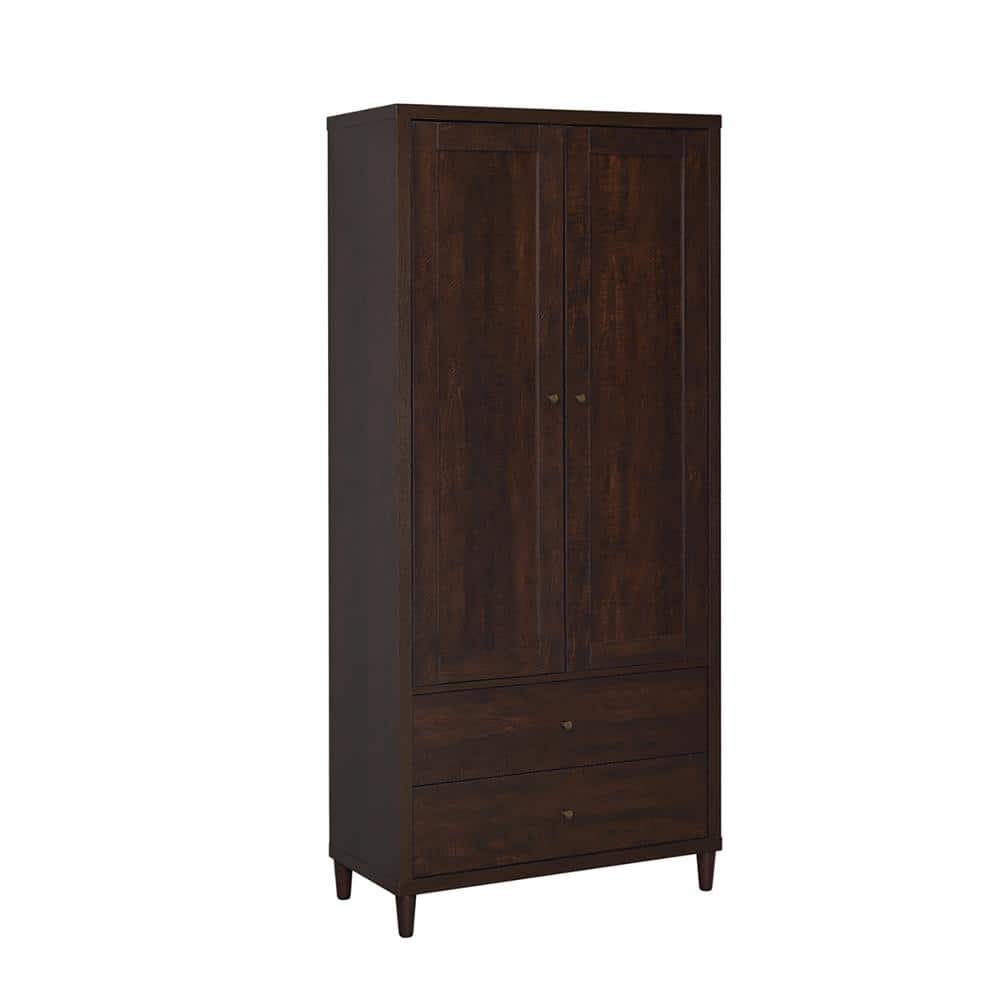 Rustic Tobacco Tall 2-Door Accent Cabinet with Adjustable Shelving