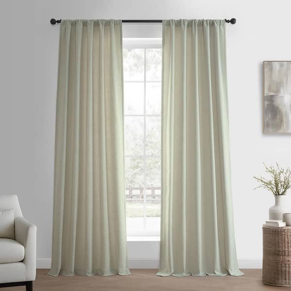 Greige Beige Basic Faux Linen 50 in. W x 108 in. L Rod Pocket Light Filtering Curtain Pair (Set of 2)