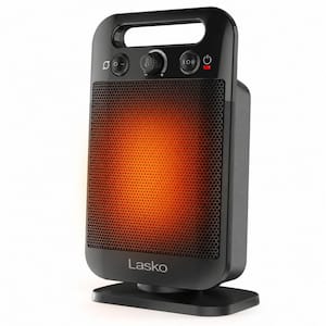 MyHeat Go 1500-Watt 12 in. Black Electric Tabletop Ceramic Space Heater with Overheat Protection & Adjustable Thermostat