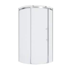 Ovation Curve 36 in. W x 72 in. H Sliding Frameless Curved Shower Door in Silver Shine
