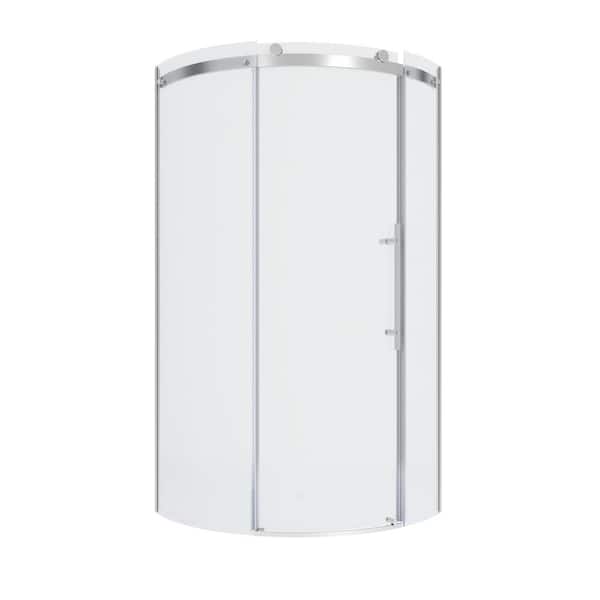 American Standard Ovation Curve 36 in. W x 72 in. H Sliding Frameless Curved Shower Door in Silver Shine