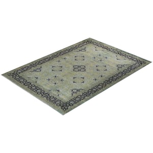 Gray 6 ft. 1 in. x 8 ft. 8 in. Fine Vibrance One-of-a-Kind Hand-Knotted Area Rug