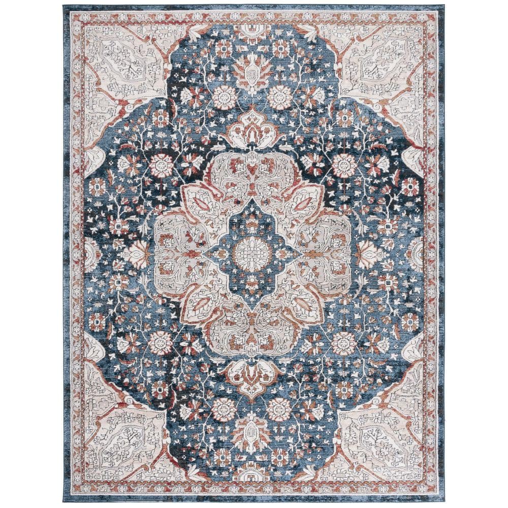 Rosewood 9 ft. x 12 ft. Ivory/Blue Distressed Ornate Medallion Area Rug price history on PriceWatchPro