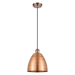 Metal Bristol 60-Watt 1-Light Antique Copper Standard Mini Pendant Light with Metal Shade