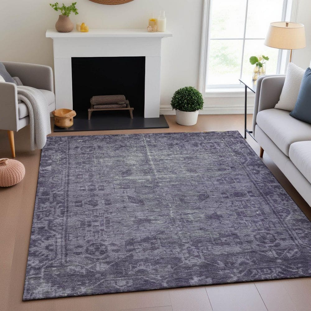 Mayfield Premium Machine Washable Abstract AMF1228 Purple 9 ft. x 12 ft. Area Rug price history on PriceWatchPro