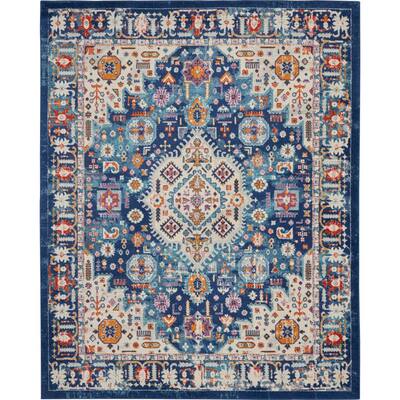 Passion Blue/Multicolor 8 ft. x 10 ft. Persian Vintage Area Rug