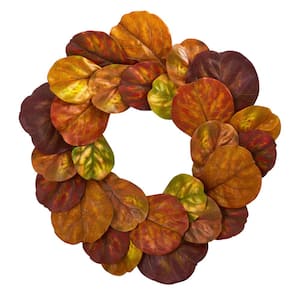 29in. Artificial Unlit Artificial Holiday Wreath with Fiddle Leaf