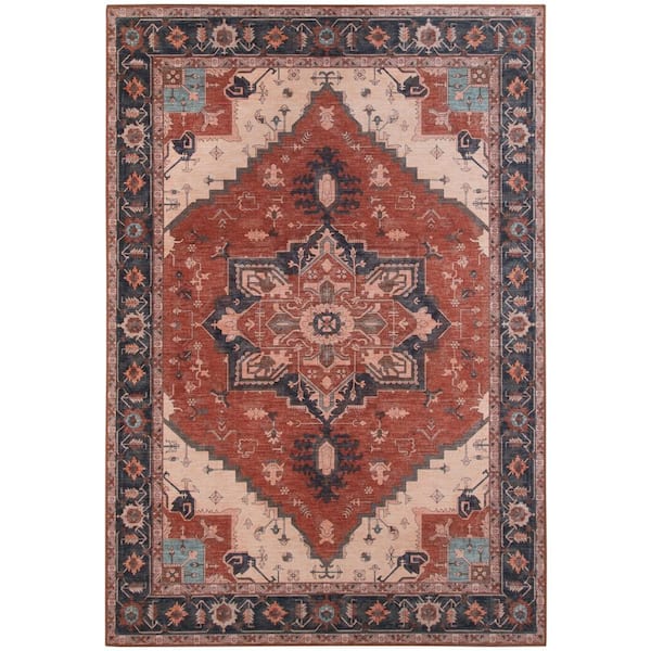 Amer Rugs Mary Dyanne Red/Orange 8 ft. 9 in. x 11 ft. 9 in. Medallion Polyester Area Rug