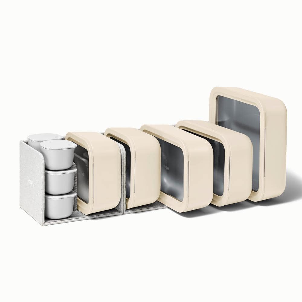 Caraway Cream Contemporary 14-Piece Glass Food Storage Set