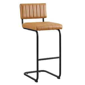 Parity Faux 30.5 in. Black Tan Metal Bar Stool Counter Stool with Upholstery Seat 2 (Set of Included)