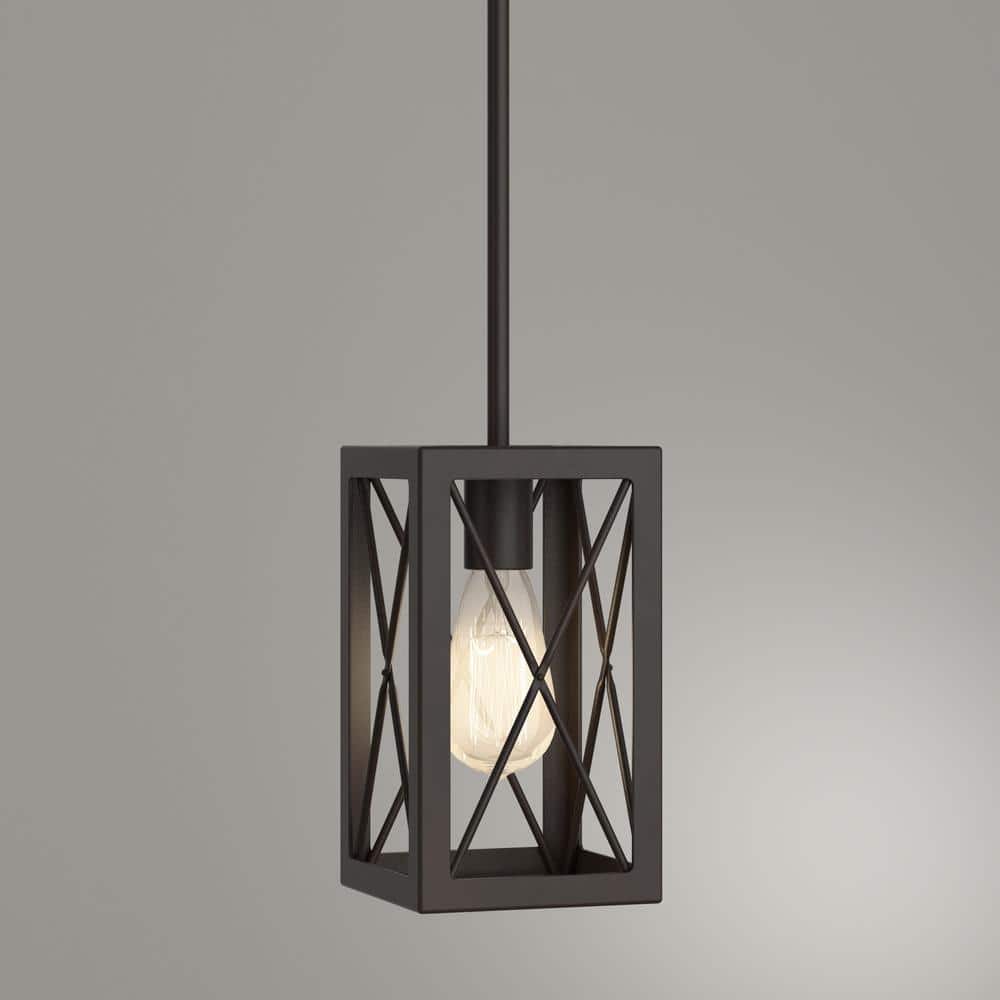 Harwood 60-Watt 1-Light Matte Black Industrial Mini Pendant Light with Open Cage Design and No Bulbs Included price history on PriceWatchPro