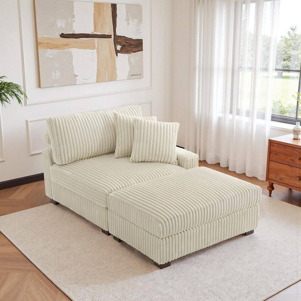 Uixe Modern White Faux Rabbit Fur Fabric Polyester 2-Piece Right Arm ...