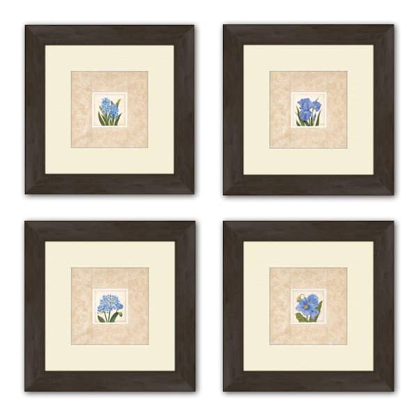 PTM Images 13.5 in. x 13.5 in. "Blue Set" Matted Framed Wall Art (Set of 4)